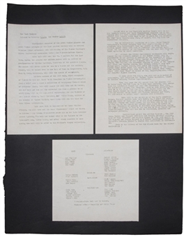 New York Yankees Original 3 Page Press Release Of Babe Ruths Jersey Retirement Ceremony On June 13th 1948